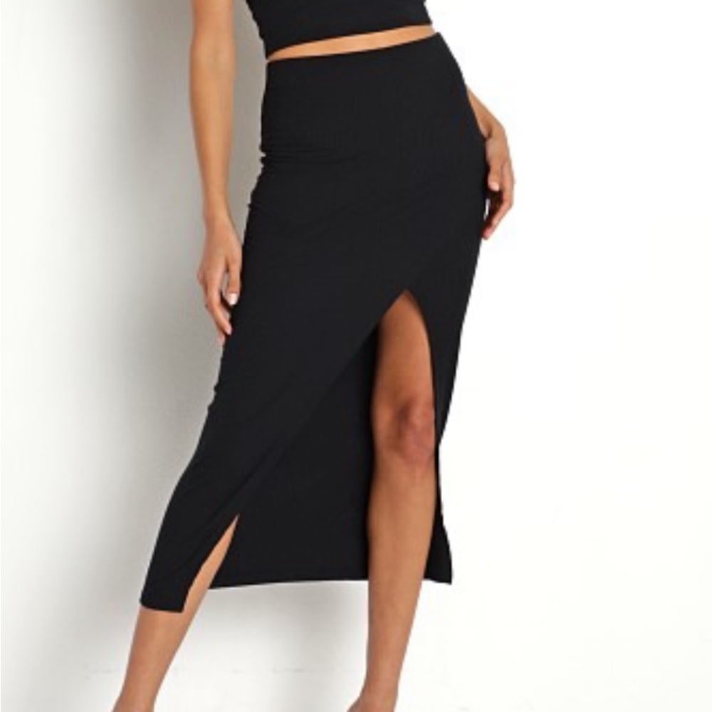 Black maxi skirt with slit. Worn once